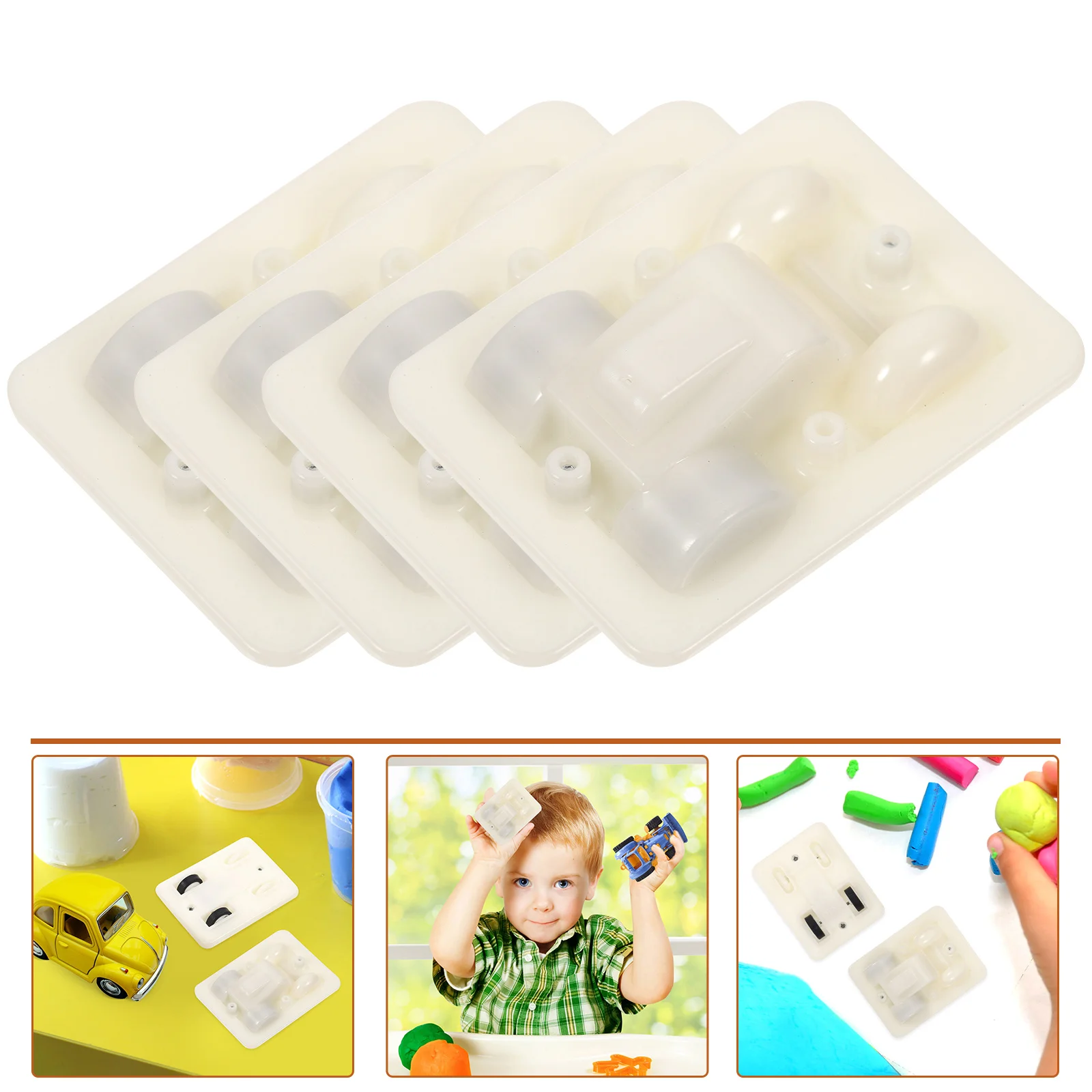 4Pcs Pullback Car Base Kids Intelligent Toy Pull Back Vehicle Base Pull Back Tray Pottery Clay Base Kids Pull Back Car Parts