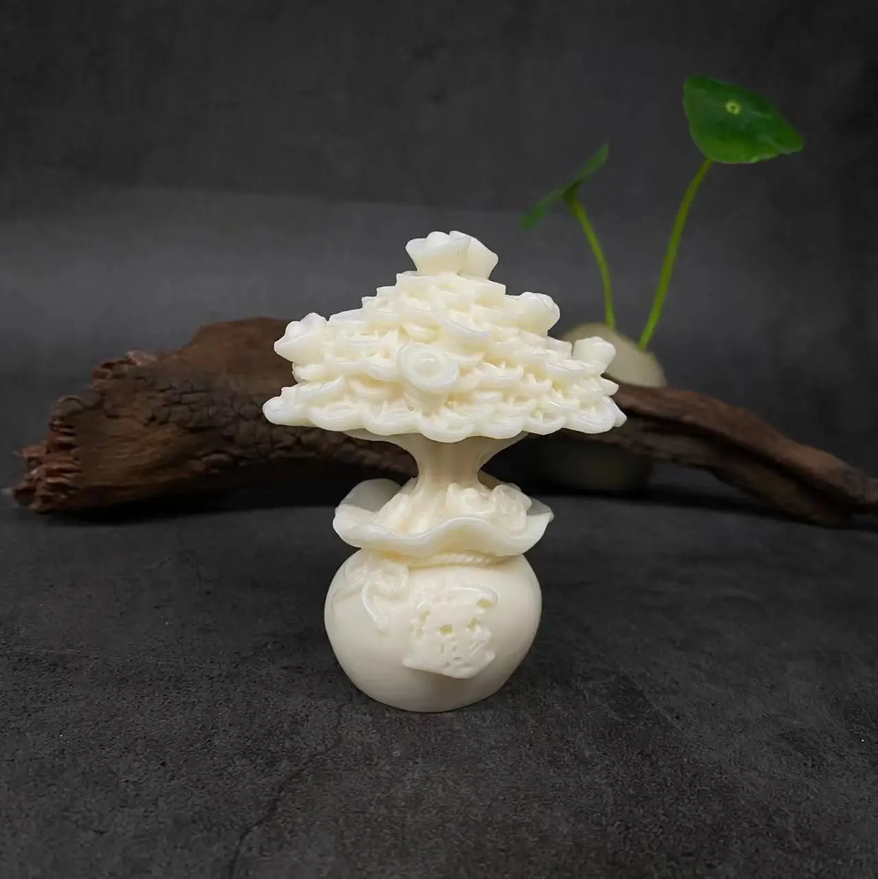 Ivory Nut Carved Money Tree Figurine 7.8*6.5*6.5cm Home Living Room Tea Room Desktop Craft Ornament