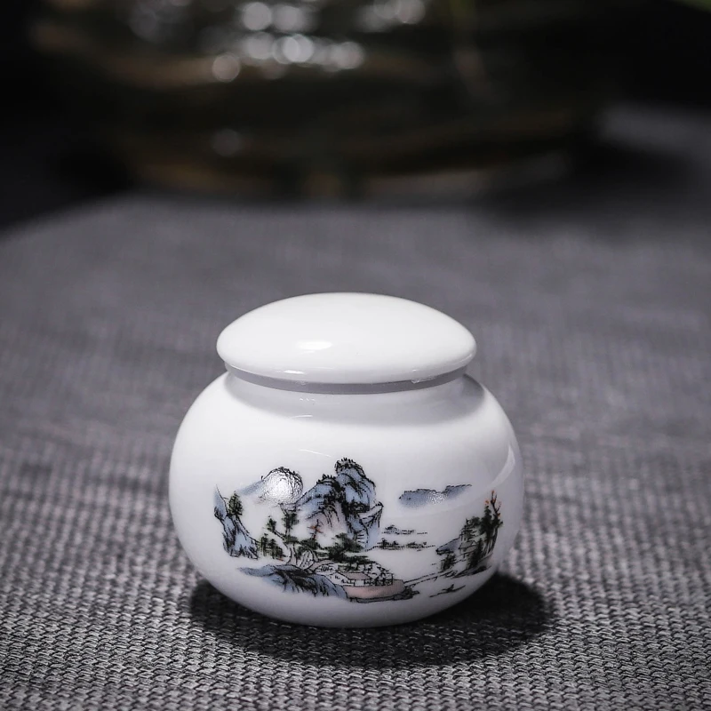 Portable Small Tea PotCeramic Small Cream PotPill Cream Square Powder BoxCeramic Honey Sealed PotSmall Round Potceramic Bottle