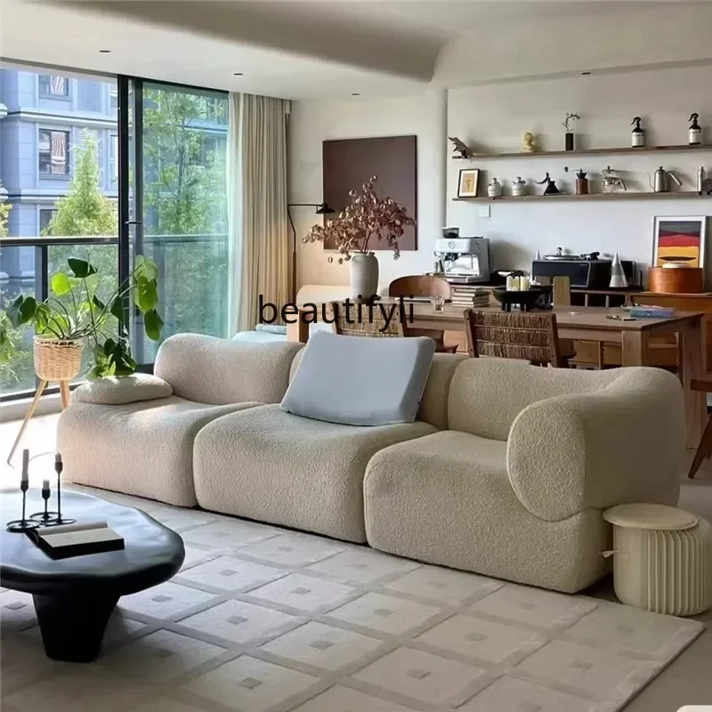

Y48 Italian minimalist sofa medieval living room straight row module combination splicing fabric sofa