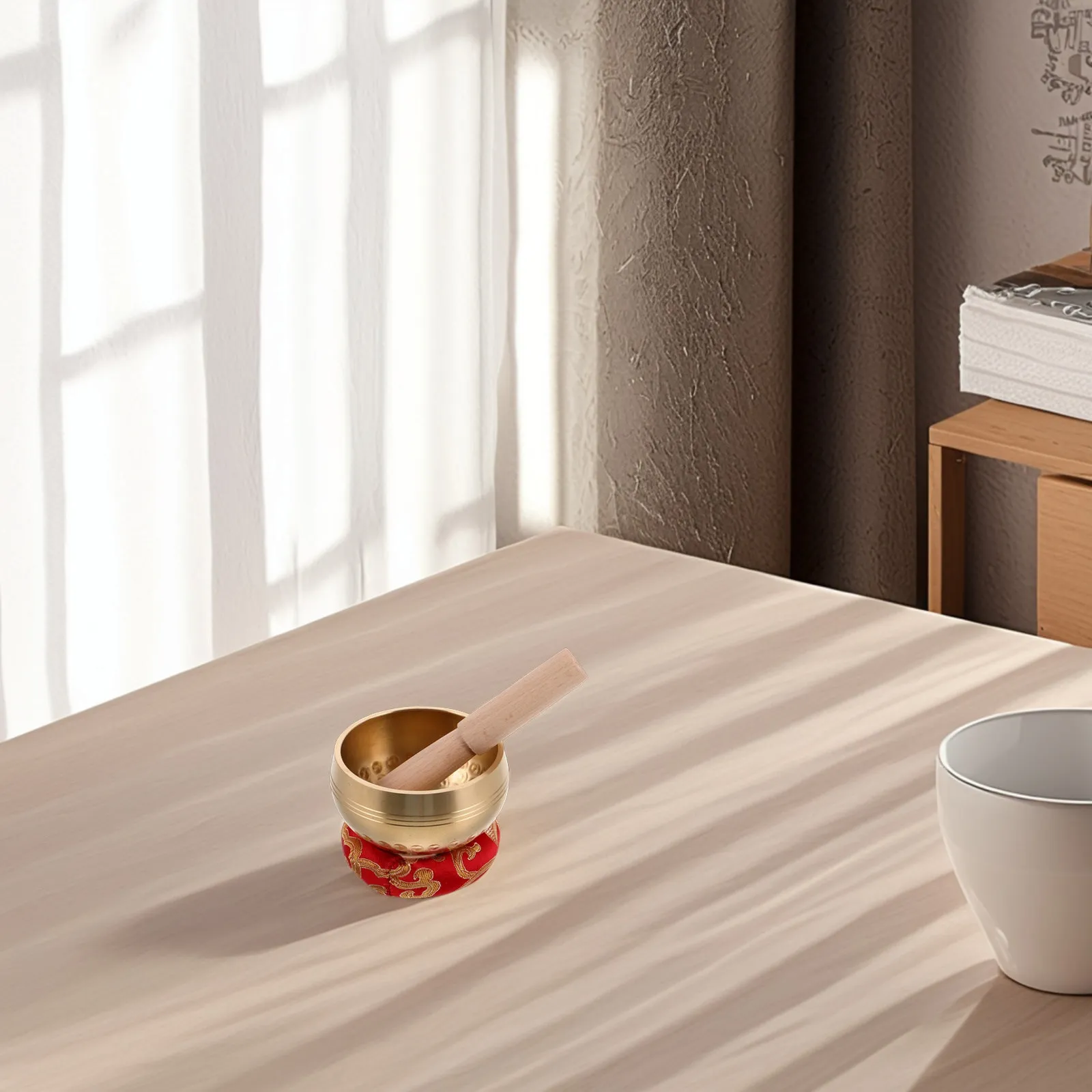 

Буддийская поющая чаша-гунг из латуни, тибетский медитационный барабан, целебный инструмент