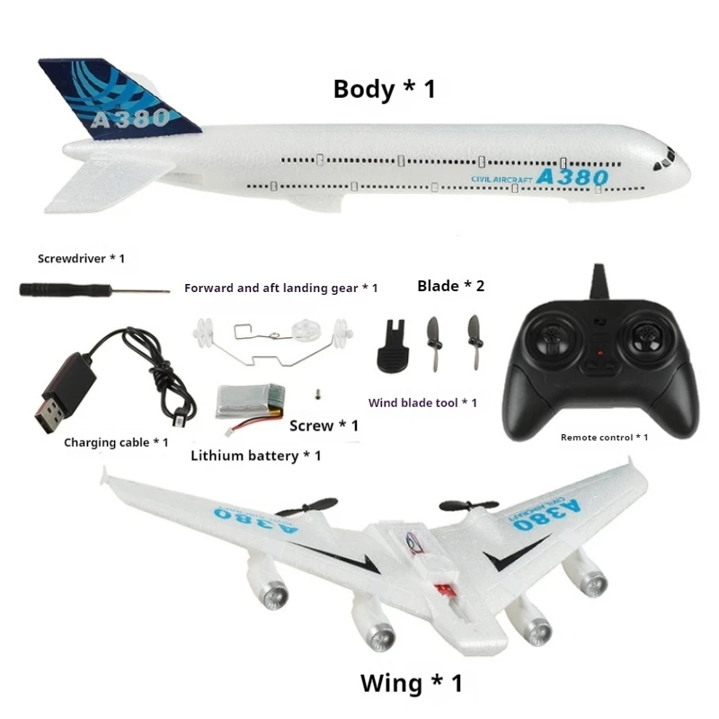 New Remote Control Foam Aircraft Gliding Fixed Wing Aircraft Civil Aviation Airbus A380 Gyroscope Rc Toys Children Birthday Gift