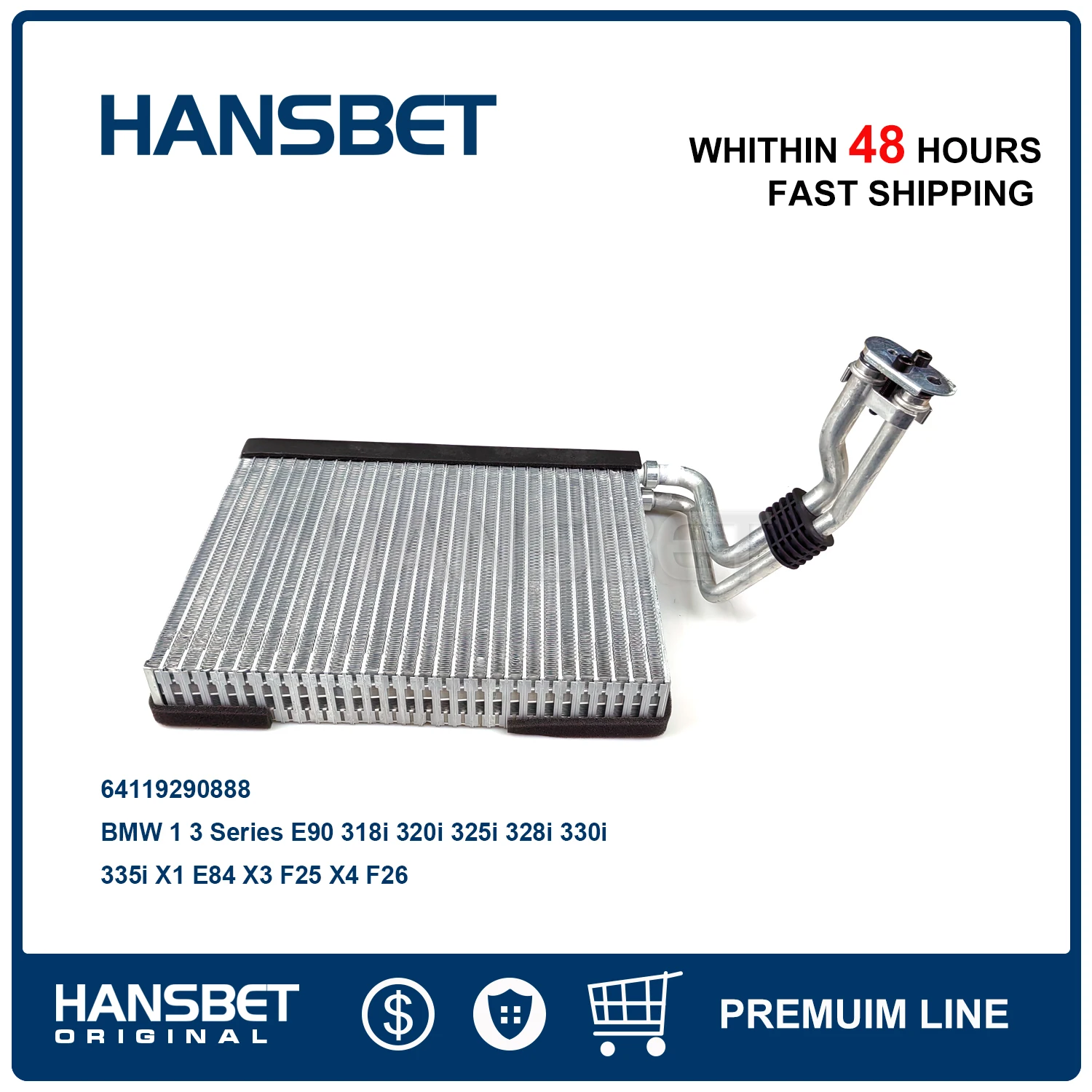 

Испаритель кондиционера 64119290888 для BMW 1 3 серии E90 318i 320i 325i 328i 330i 335i X1 E84 X3 F25 X4 F26 HANSBET