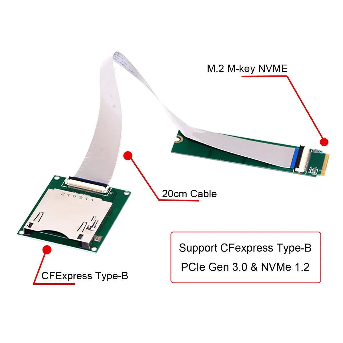 تمديد M.2 PCIe NVMe إلى CFexpress قارئ بطاقة الكاميرا 25 سنتيمتر نوع B حل التخزين الخارجي لنقل البيانات عالية السرعة