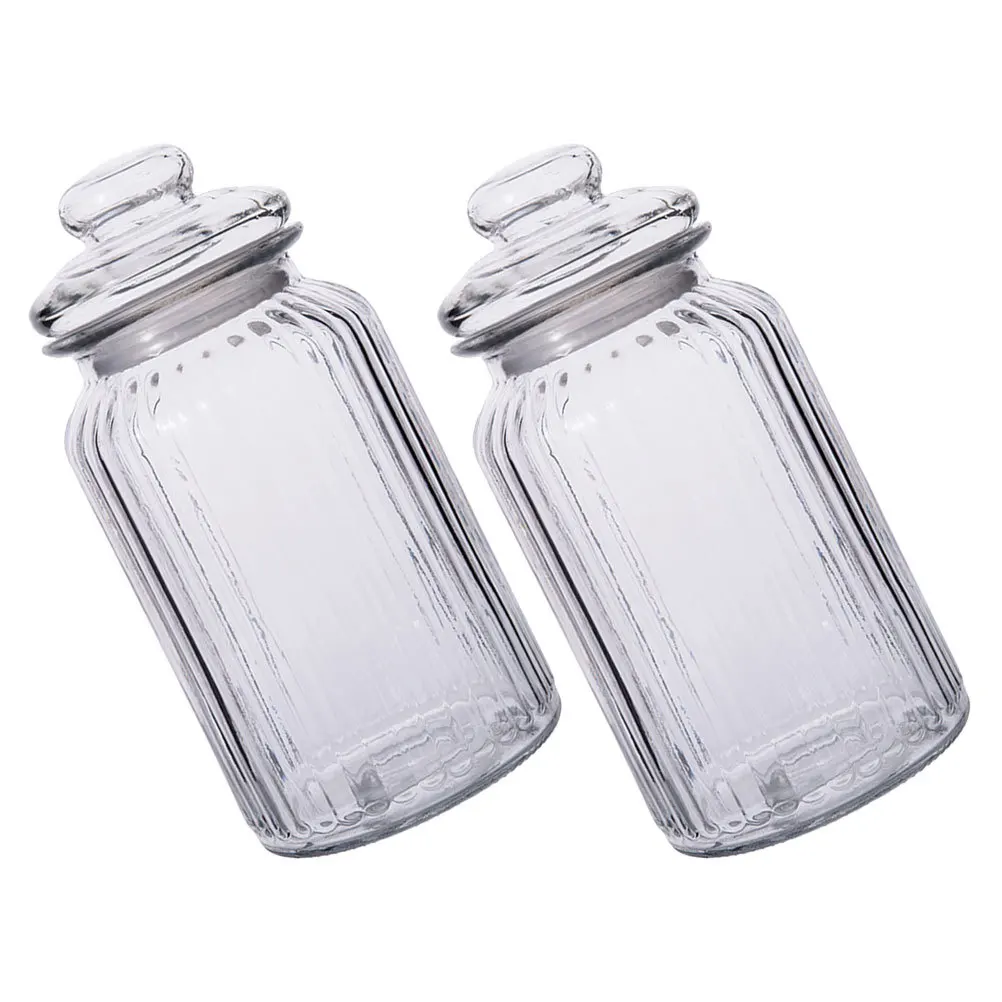 

2Pcs Glass Sealing Transparent Storage Jars Pickles Cereals Grain Organizer Food Holder Glass Sealing Jars