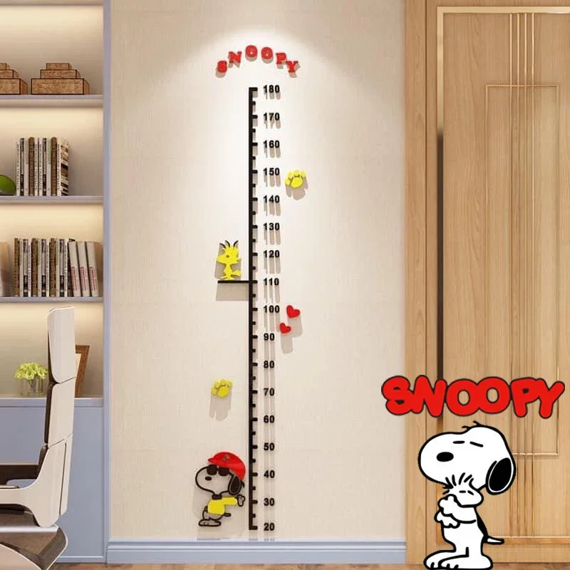 Snoopy Height Measure Wall Stickers 3D Cartoon DIY Home Decor Chart Ruler Decoration for Children's Bedroom Decals Wall Art Gift