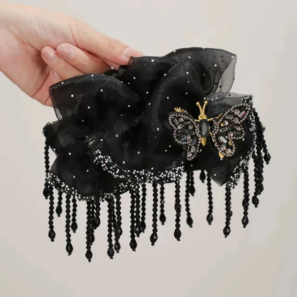 

Fashion Flower and Butterfly Tassel Hair Clip Mesh Non Slip Claw Clip Hair Barrettes Hair Accessories