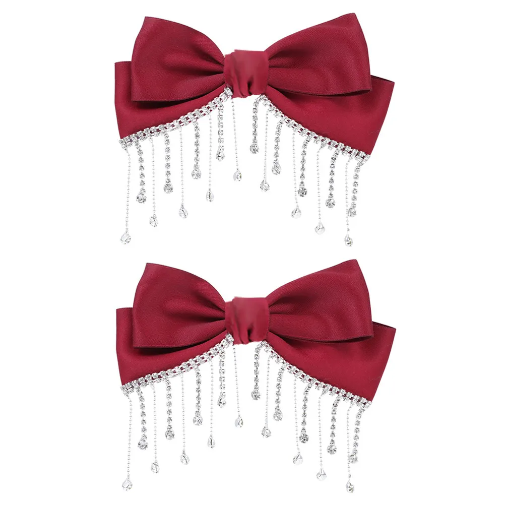 

2Pcs National Style Red Bow Hair Clip Unique Bowknot Design Alligator Barrette Lovely Hair Decorative Clip Hairpin