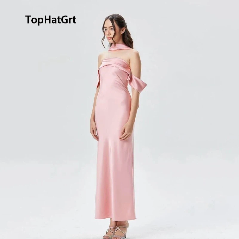 

Temperament celebrity style internet celebrity satin off-shoulder dress 2024ins summer new slim long skirt for women