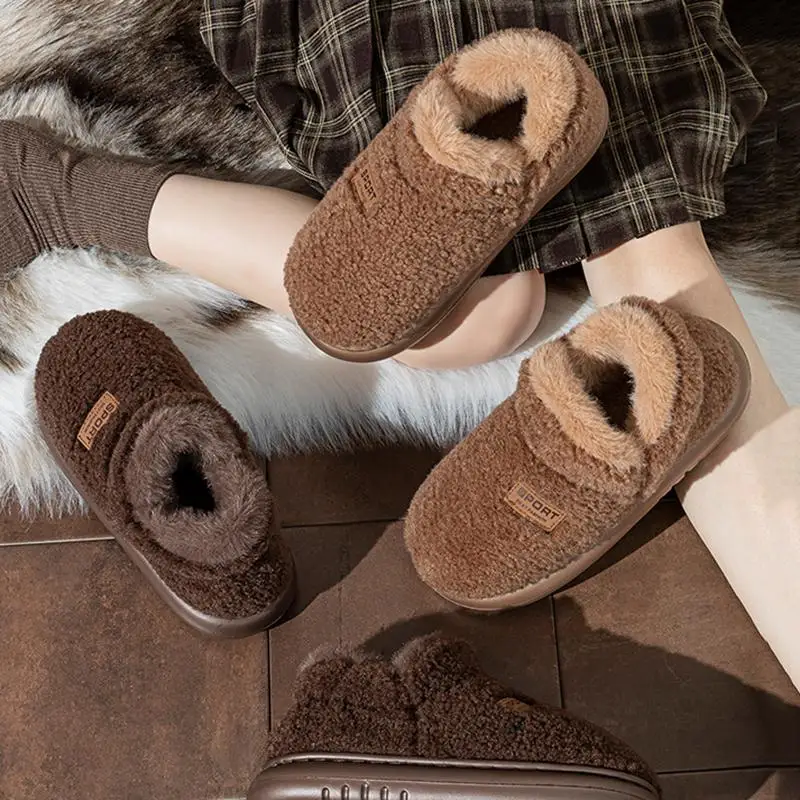 Komfortable Schneestiefel aus Lammwolle mit rutschfester, dicker Sohle für Damen, Winter 2026, Übergröße 45, warme, plüschige Stiefeletten, kurze, pelzige Stiefeletten für Damen – Detail 20