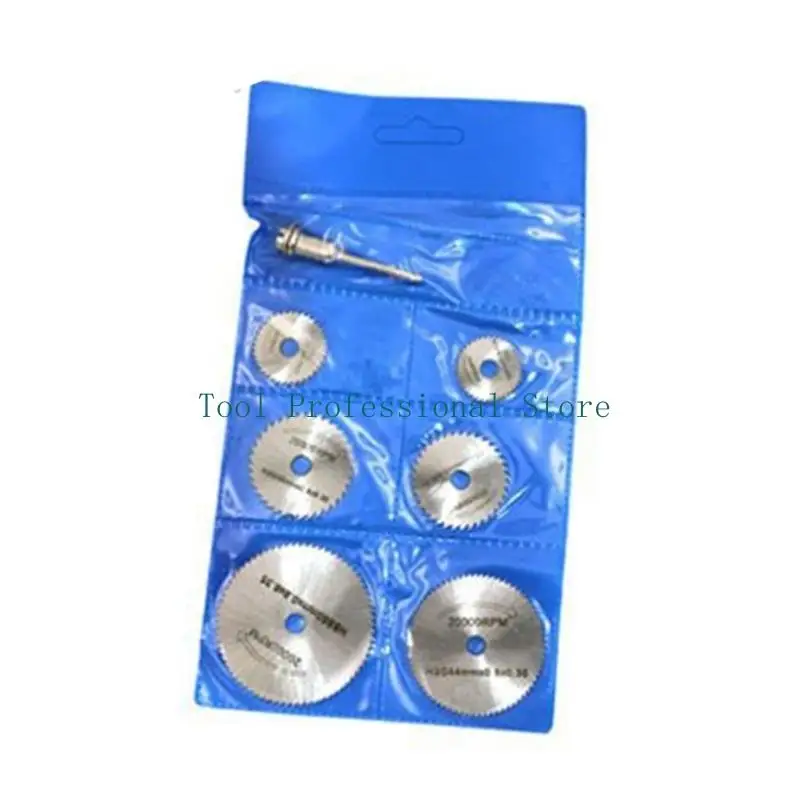 57QF Pack of 6 HSS Circular Sawblade High Speed Steel Cutting Disc for Cutting Wood Plastic Metal with 2Pcs Extension Rod