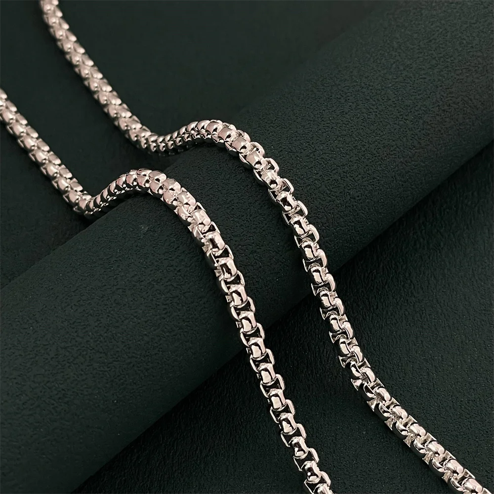 925 Sterling Silver 4MM Round Box Necklace 8/20/22/24 Inch Necklace Suitable for Men and Women Fashion Wedding Engagement Jewelr