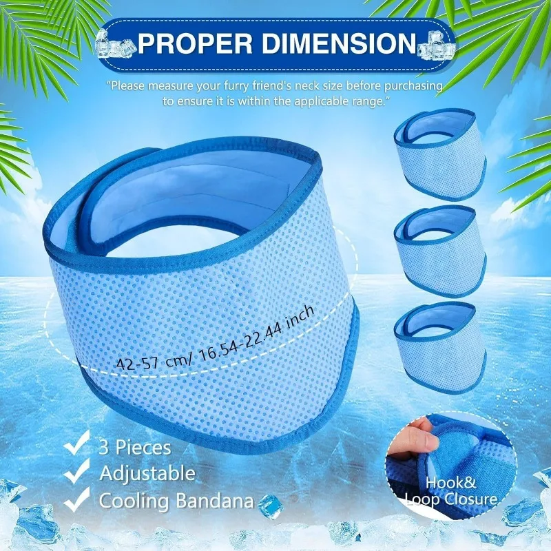 Dog Cat Cooling Neck Scarf Reusable Ice Collar for Summer Overheating Soft Gel Neck Wrap for Heat Stress Prevention Portable Pet