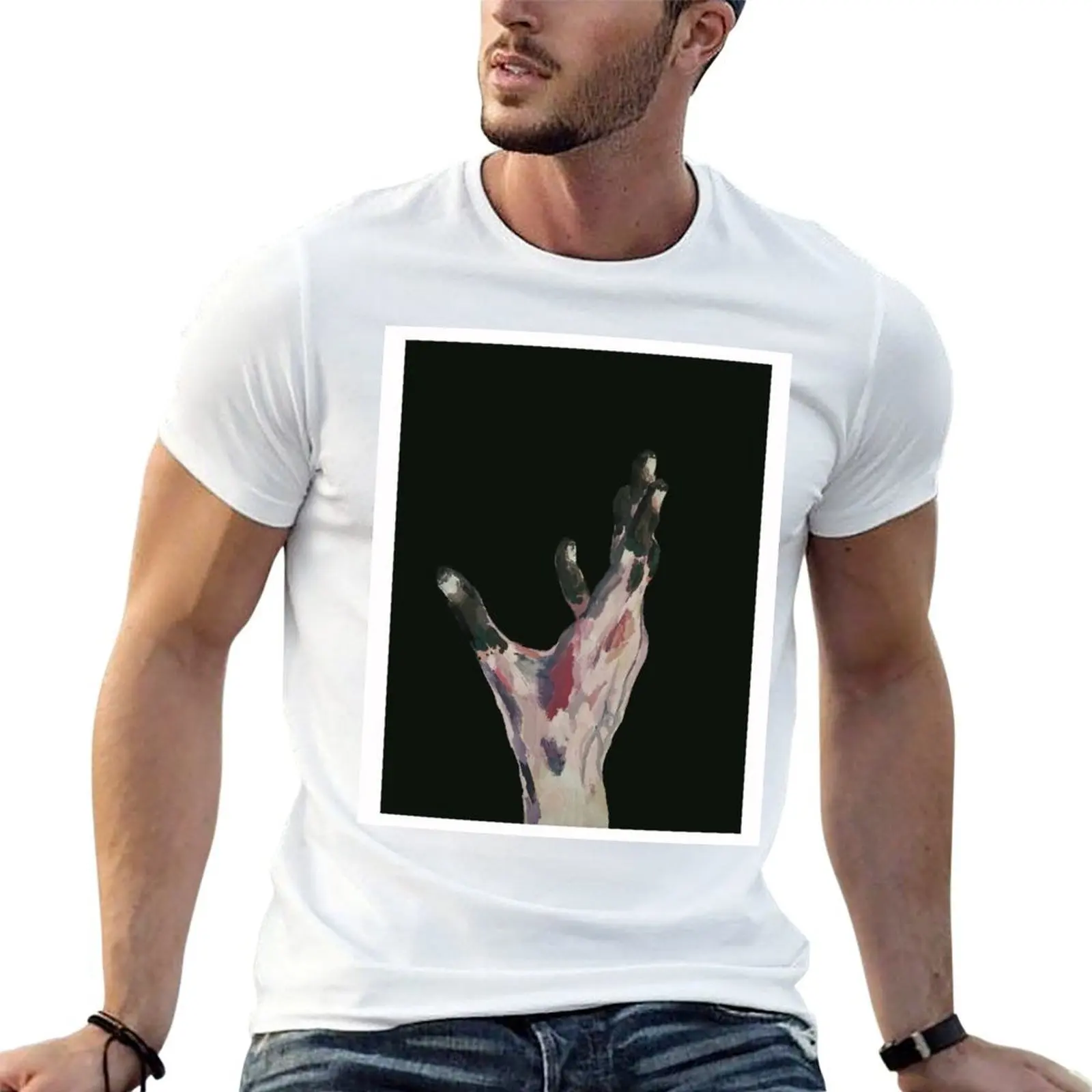 Mud-covered Hand Reaching up on Black background T-Shirt oversized graphic tee anime stuff plain black t shirts men