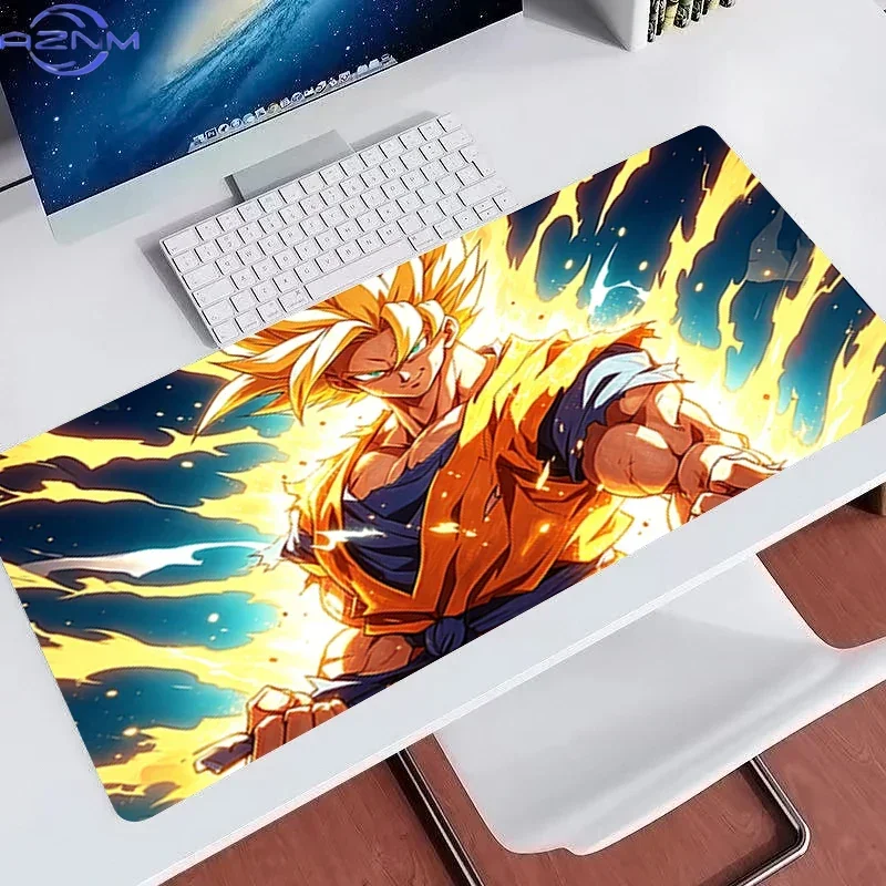 Anime Dragon Ball Super Saiyan Goku Flame Large Mousepad Rubber Non-Slip Extended Gaming Desk Mat Keyboard Pad for PC Gaming Off