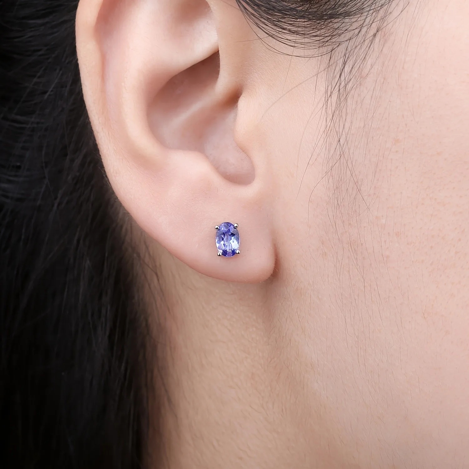 1Pair 925 Sterling Silver Elegant Oval Cut Natural Tanzanite Stud Earrings Luxury Women Jewelry Simple Exquisite Daily