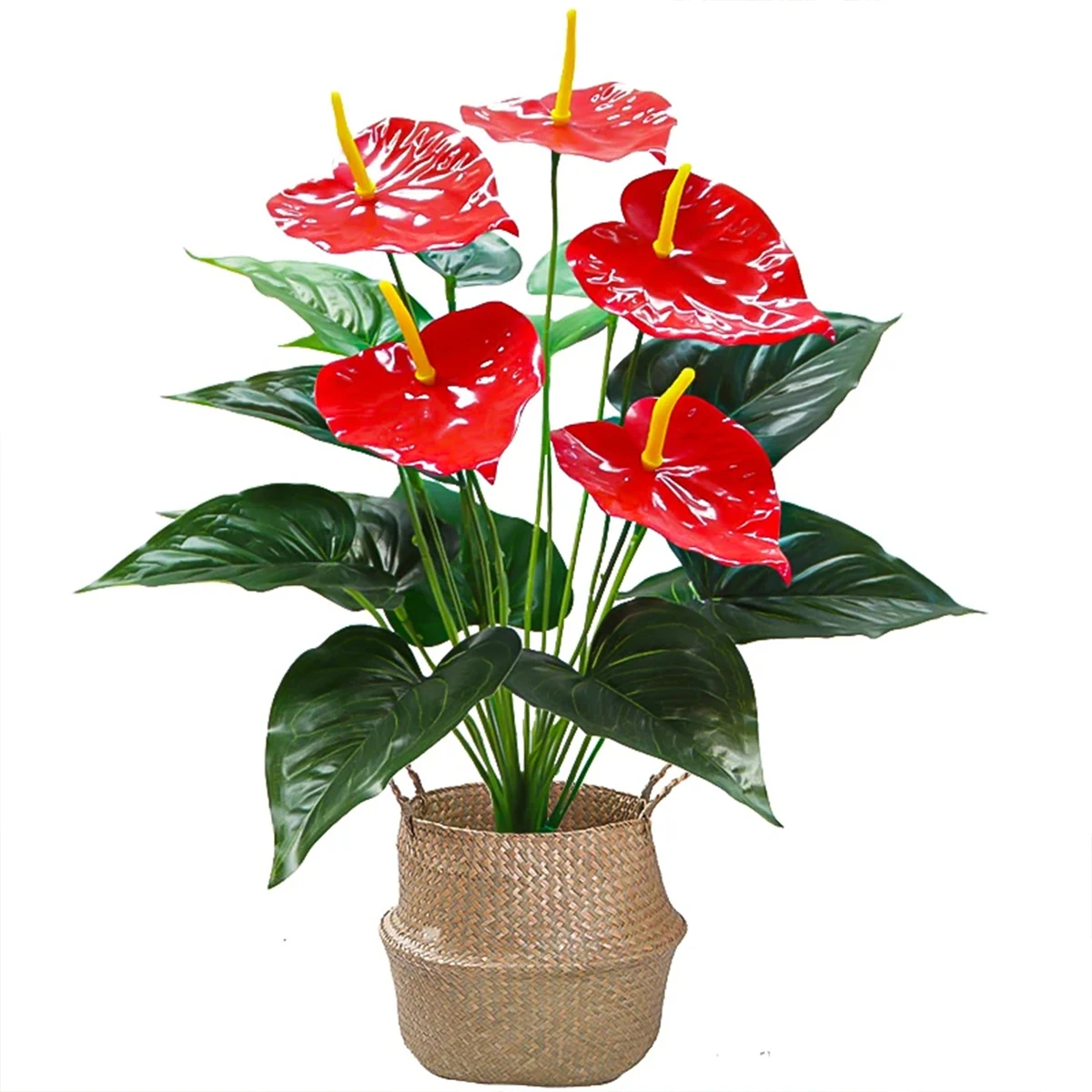 1PC Simulation of Red Palm Texture Artificial Flowers Living Room Decoration Plants table flowers Plants And Green Plants