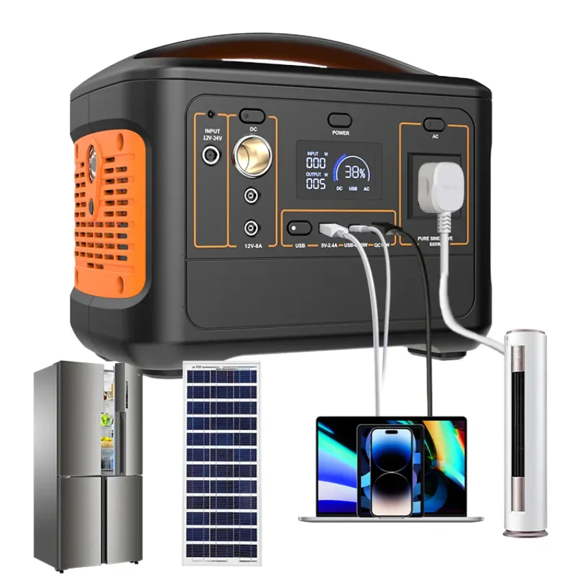 

600w camping Portable Energy Storage Power Station 110V 220V Pure Sine Wave Lithium Battery Solar Generator 600w Backup Power Su