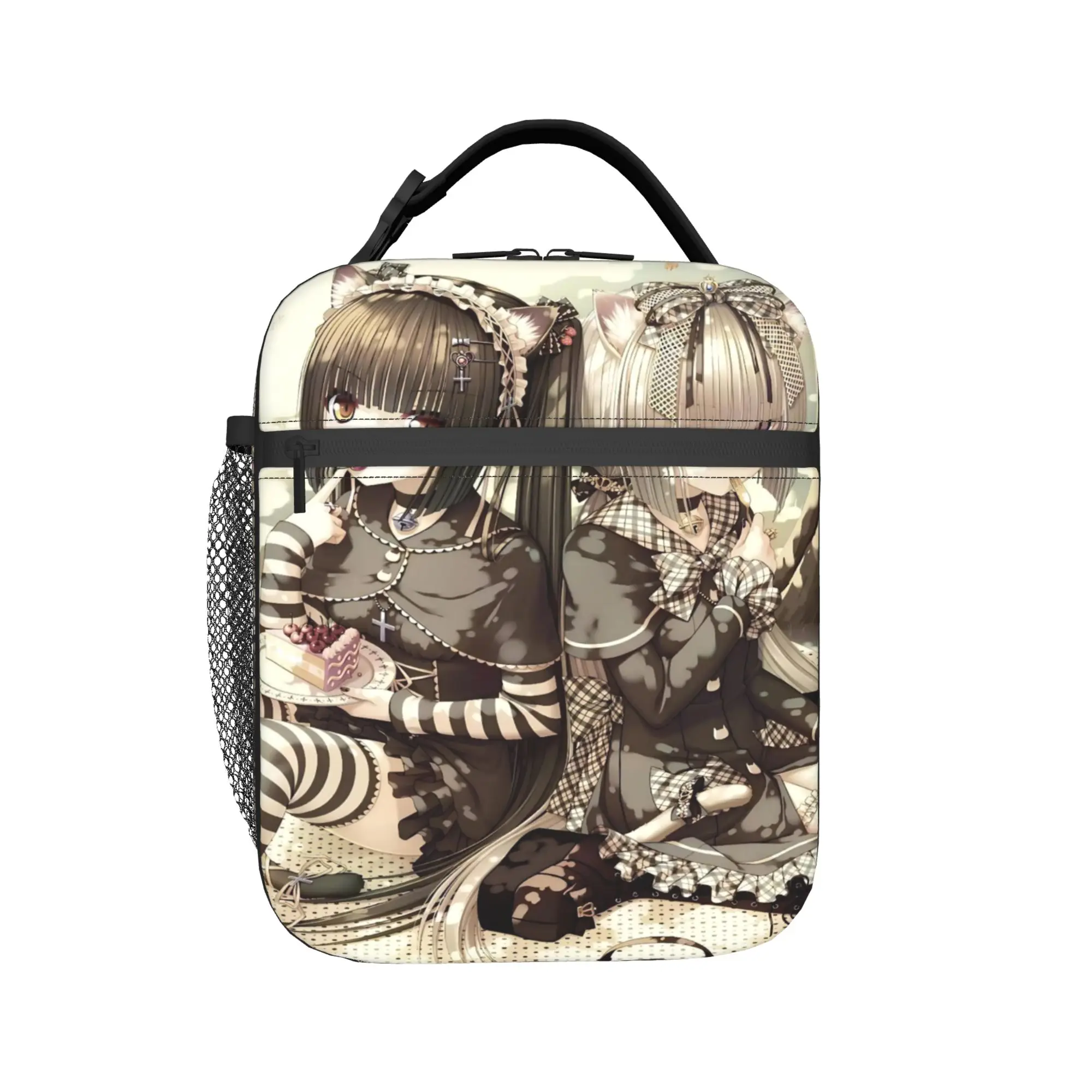 Twin Cat Girls Insulated Lunch Bags for Men Women  Food Container Portable Cooler Thermal Bento Box For Travel