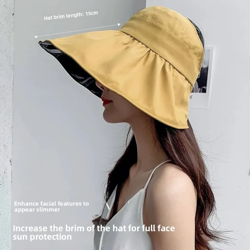 Sunscreen Hat for Women, Foldable, Face Covering, Summer Sunshade, Beach Big Edge, Ponytail, Empty Top Sun Hat - view 2