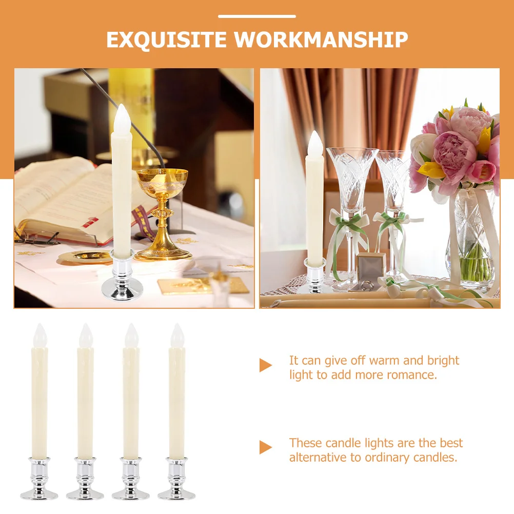 

4Pcs LED Flameless Candles Long Life Romantic Table Desk Shelf Decoration Operated Candles LED Candlesticks