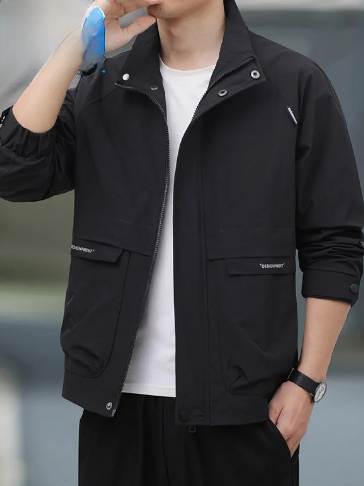 

Куртка Paul Spring с воротником-стойкой, ветрозащитная, для мужчин среднего возраста, повседневная рабочая одежда, укороченная модель