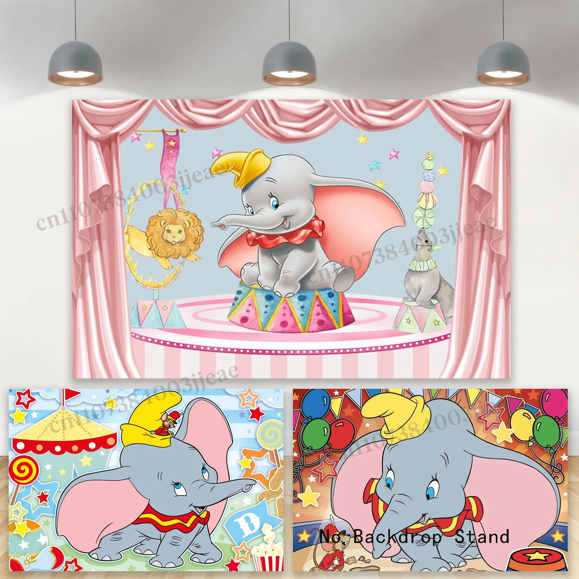 

Cartoon Little Elephant Dumbo Background Child's 1st Birthday Party Baby Room Poster Kid Photography Shower Decor Backdrop Prop