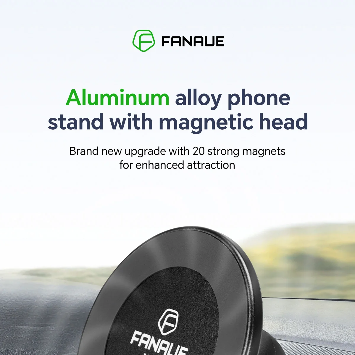 FANAUE Magnetischer Autotelefonhalter aus Aluminium, Zubehör für das Armaturenbrett des zentralen Steuerbildschirms für iPhone 14, 13, 12, Xiaomi Vivo Huaw – Detail 1