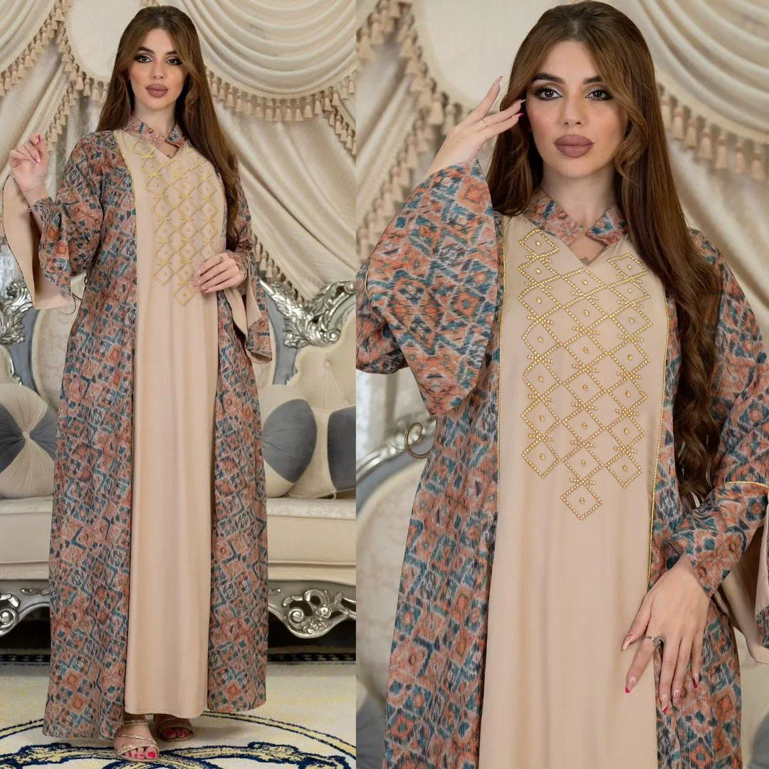 Eid Muslim Party Dress for Women Diamond Flare Sleeve Ramadan Abaya Belt Morocco Kaftan Vestidos Largos Dubai Robe Jalabiya