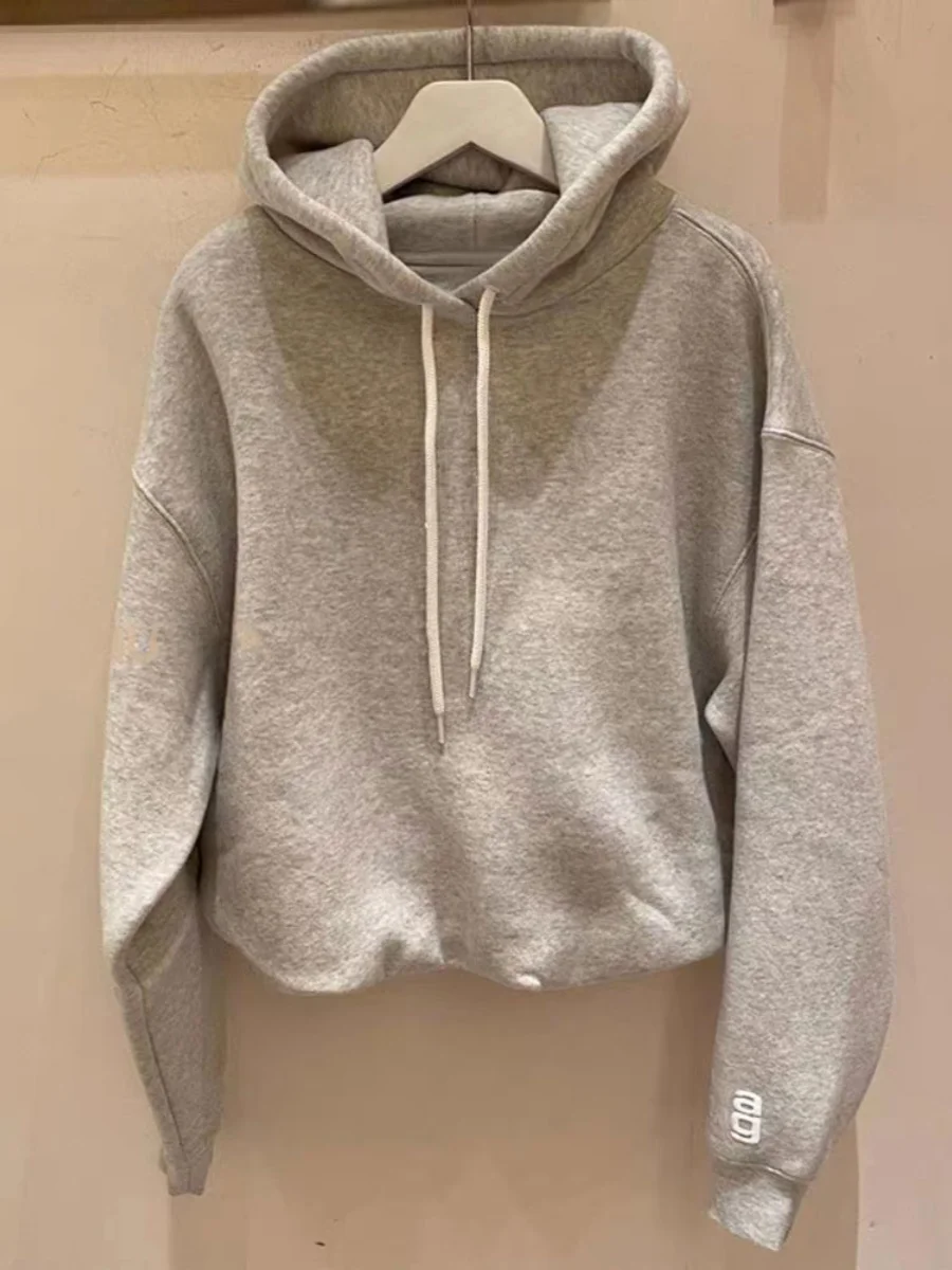 Fog Sacai 2024 Fall and Winter New Arrival Casual Letter Printed Loose Sweatshirt Fleece-lined Hooded Female Couple's Tops