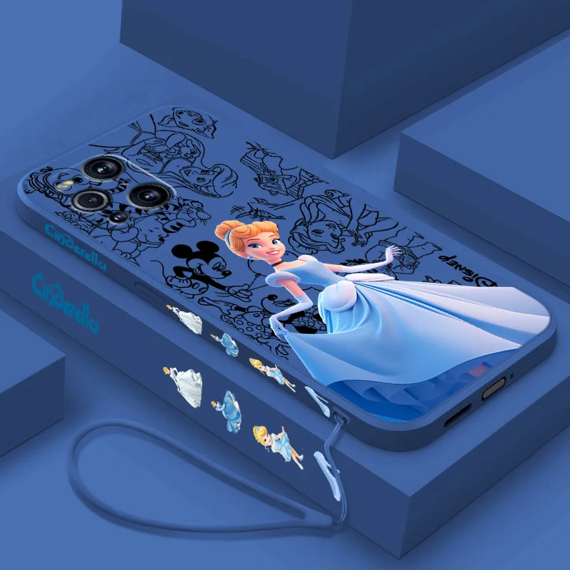 Disney Cinderella Phone Case For OPPO Find X2 X3 X5 Lite Neo Reno 2 Z 5 6 7 8 10 Lite Pro Liquid Left Rope Funda Shell Soft Capa