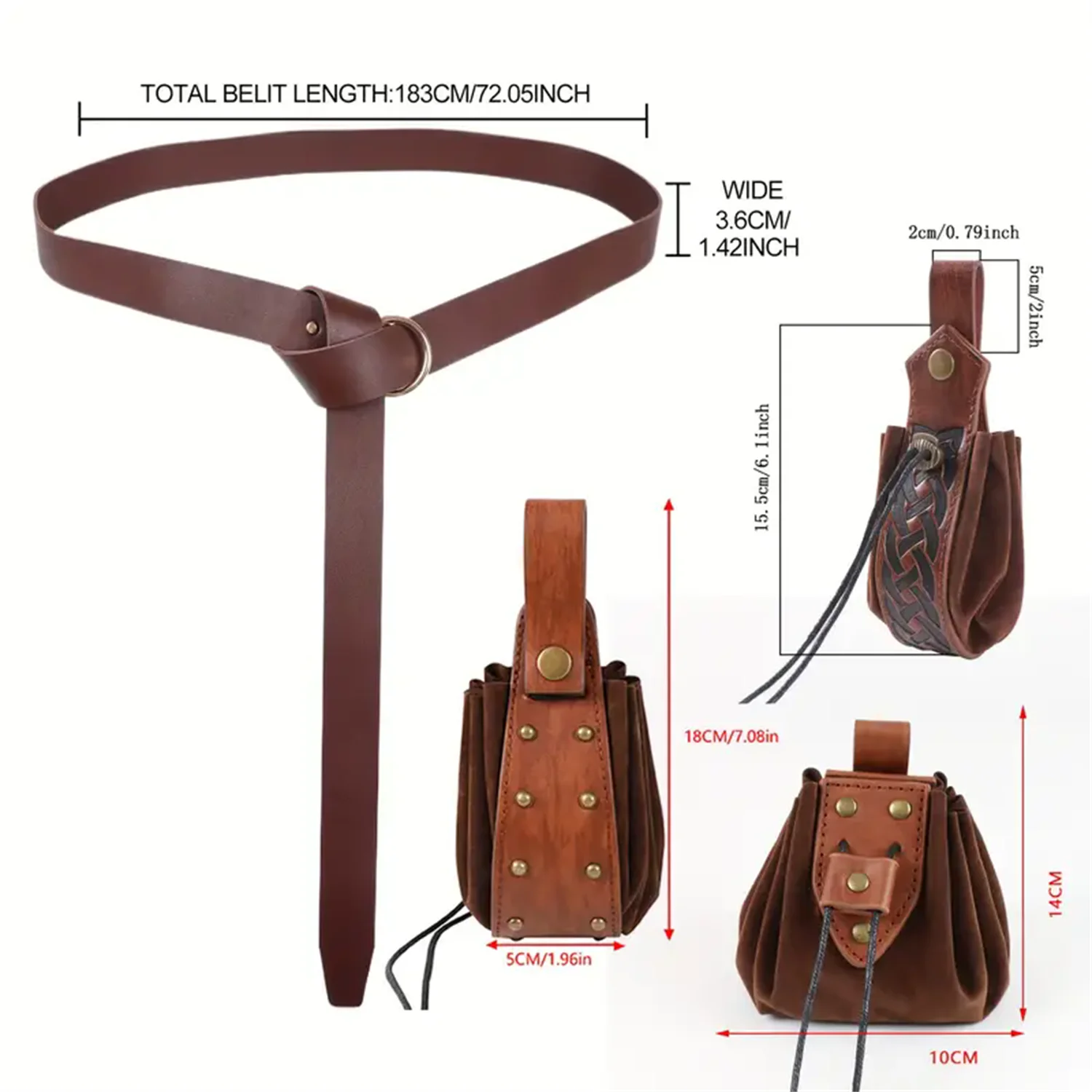 Medieval Retro Waist Bag Viking Style Hanging Belt Coin Purse Knight Fanny Pack Portable Men Women Money Pouch Costume Props
