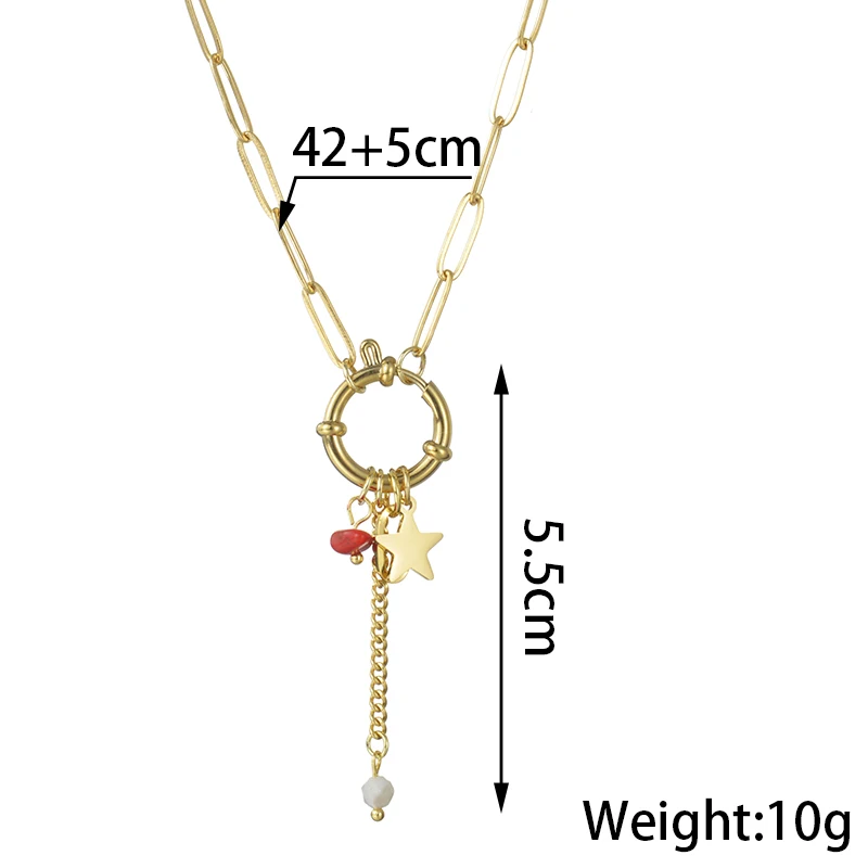 New OT Buckle Gold Color Stainless Steel Necklace Star Sun Pendant Chain Necklaces for Women Wedding Anniversary Gifts Jewelry