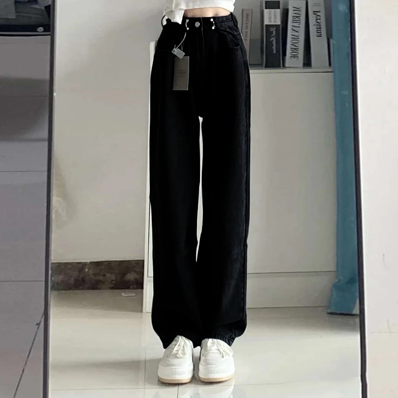 

Джинсы скинни Bla с высокой талией, женские весенне-летние тонкие прямые свободные брюки длиной до пола, утягивающие брюки больших размеров