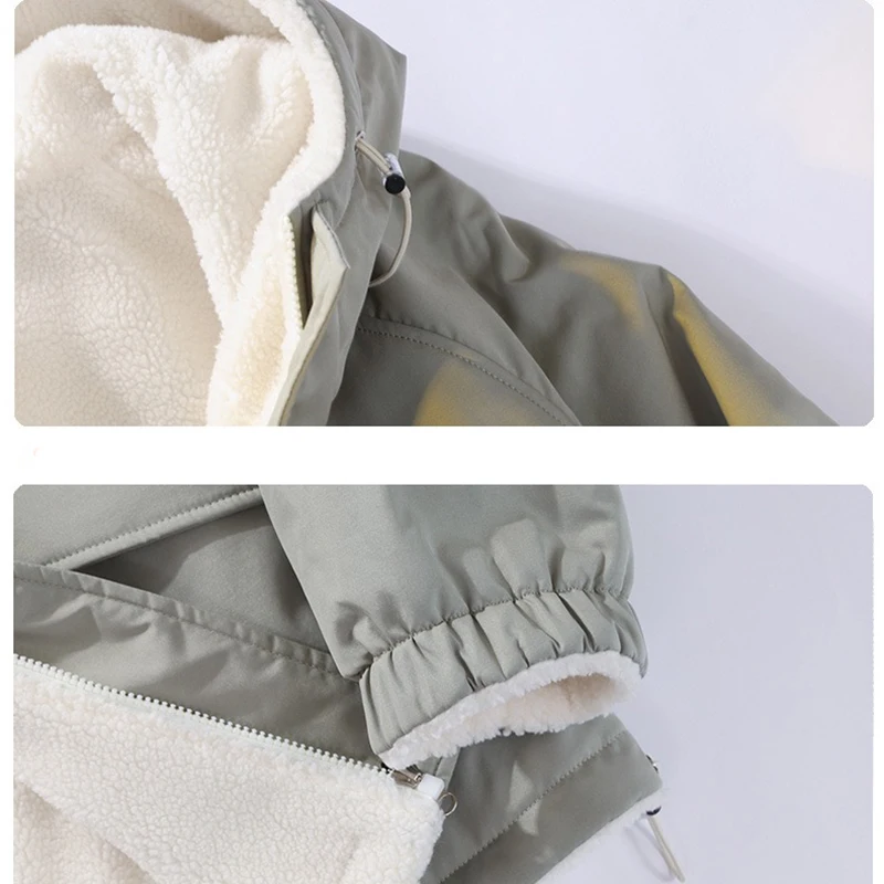 Herren Winter Dicker Warmer Kapuzenparka Mantel Innen Einfarbig Stehkragen Baumwolljacke Herren Baumwollmantel Größe 4XL – Detail 7