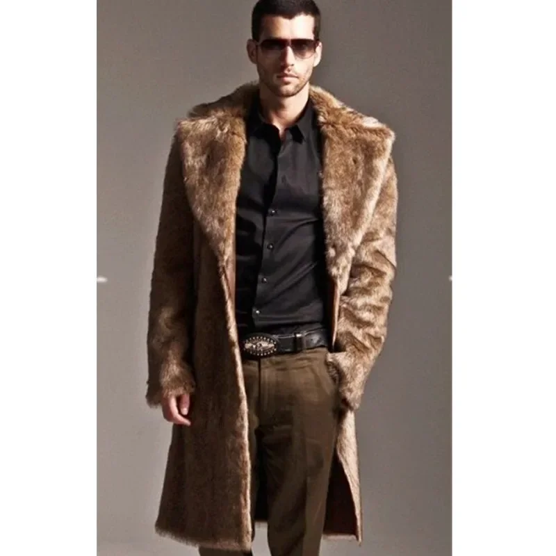 

2025 Men's Imitation Mink Fur Integrated Long Winter Wear Clothing Jackets Trench Coat Men Korean Fashion Windbreakers Cloak