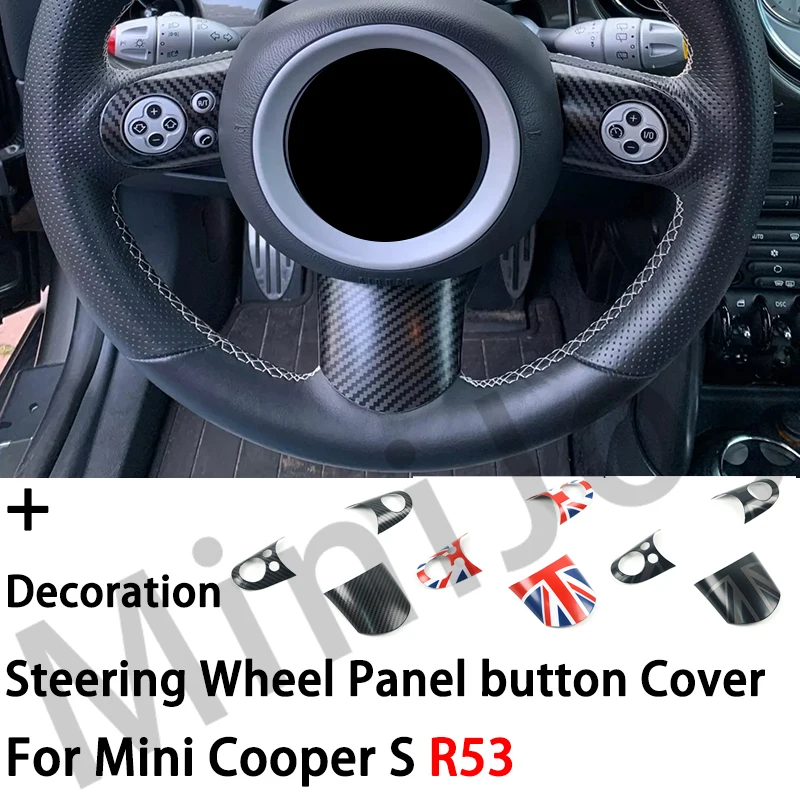 Union Jack Steering Wheel Panel button Sticker Cover Sticker Case For MINI COOPER S R53 R52 Convertible Car-Styling Accessories