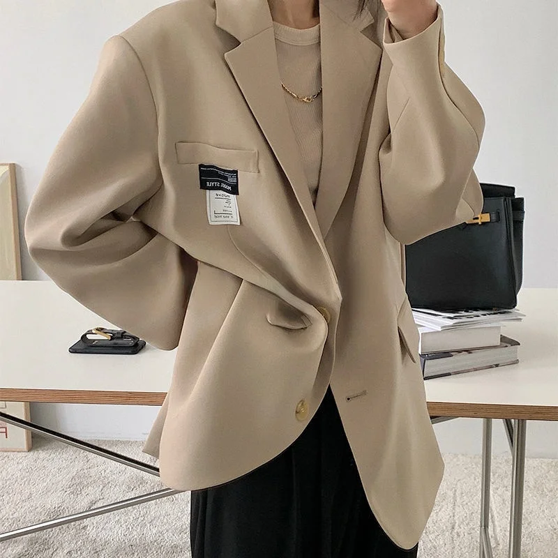 Blazers Women 2021 Spring Autumn Korean Style Elegant Soft Leisure Single Breasted All-match Solid Female Trendy Simple Office