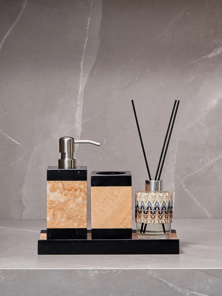 

Современный роскошный набор для ванной комнаты в английском винтажном стиле: декоративные аксессуары, серия с геометрическим узором, украшение для стола, Китай