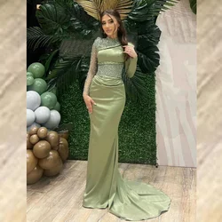 Customized Jersey Sequined Draped Pleat Cocktail Party Sheath High Collar Bespoke Occasion Gown Long Dresses