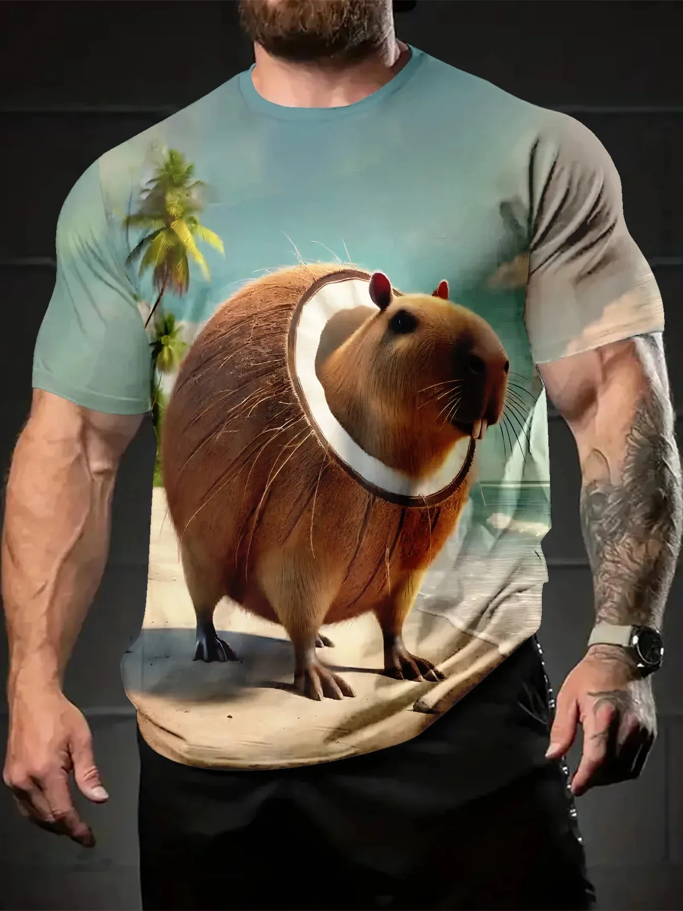 

Fashion 3d-Printed Men's Summer Fun Animal Crew-Neck Short-Sleeved T-Shirt - Unique, Loose, Casual Oversized Clothing For Men.