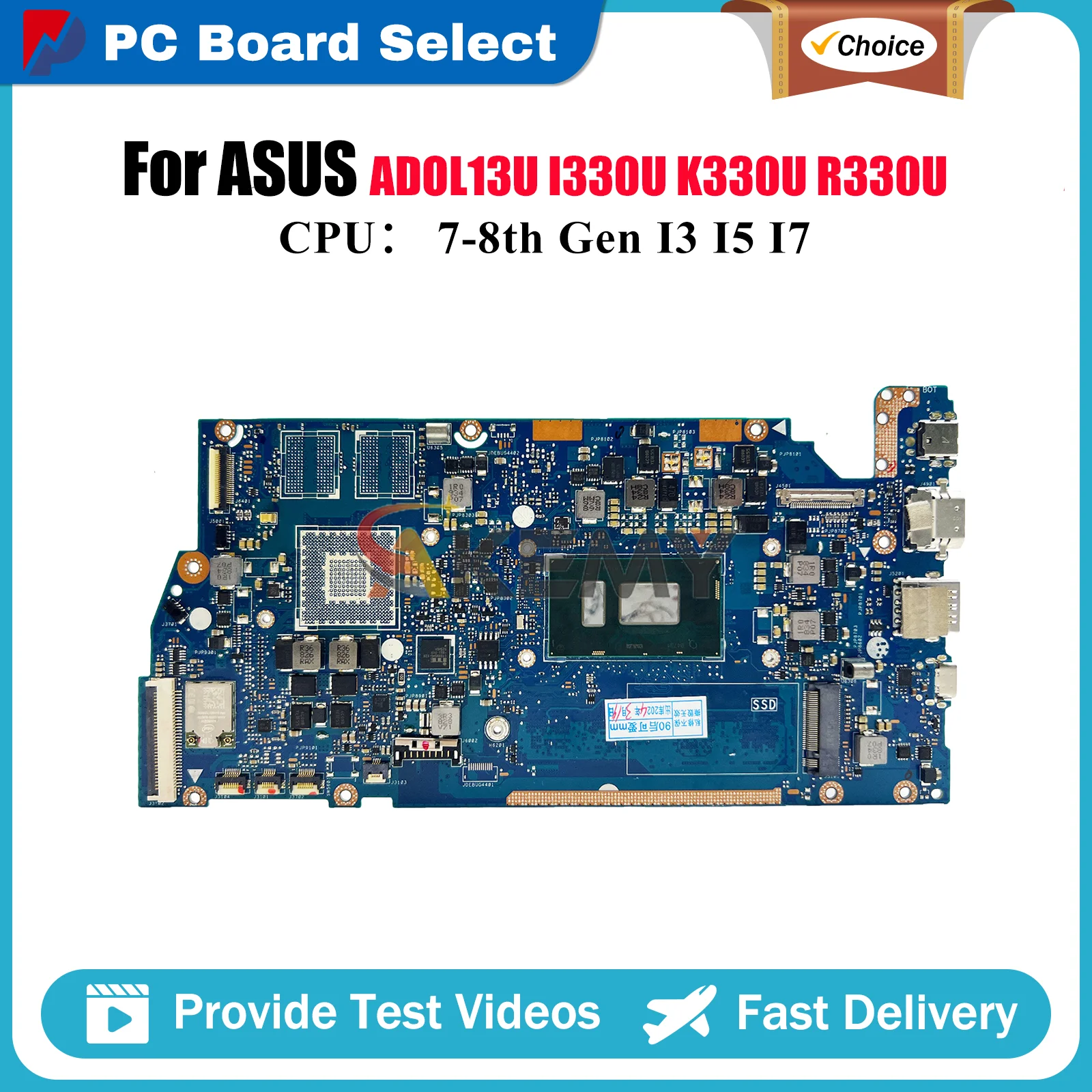 

X330UA Laptop Motherboard For ASUS K330U V330U X330UN S330U R330U ADOL13U X330U X330UL X330UF I330U Mainboard With I3 I5 I7 CPU