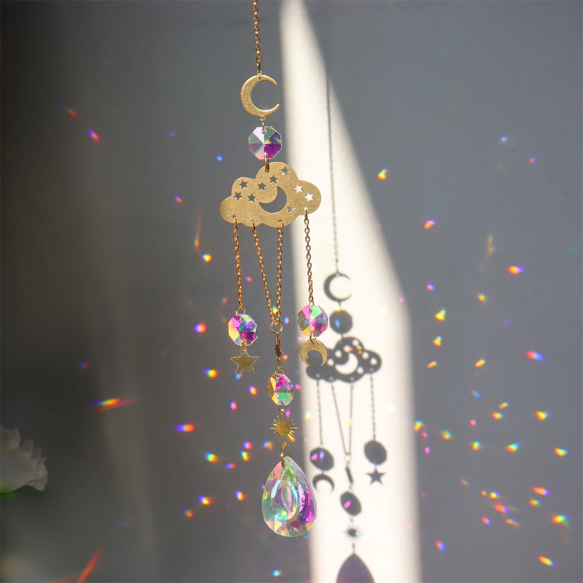 1Pc Planet System Sun Catcher Moon Star Artificial Crystal Home Window Garden Party Decoration Hanging Holiday Gift