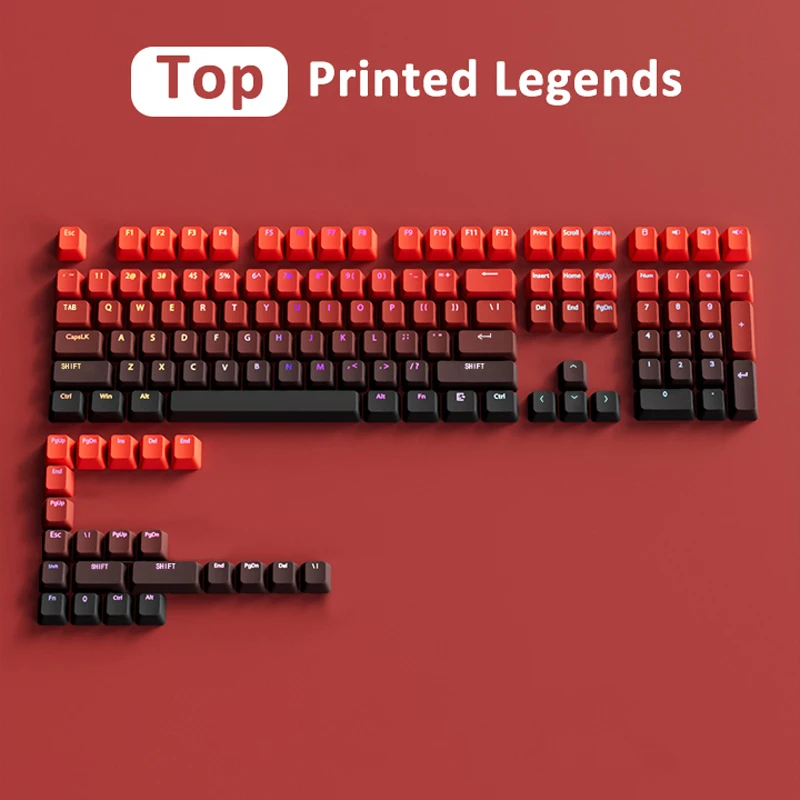 2026 Top Print Gradient Keycaps 60% 65% 75% TKL 96% 98% 100% Red Purple Grey Green Blue OEM Key Caps for MX Mechanical Keyboard
