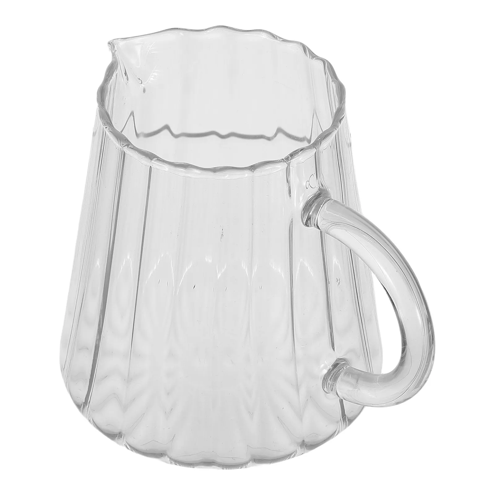 Glass Milk Pitcher Clear Wave Shaped Creamer Jug for Coffee Tea Cream Syrup and Home Beverage Serving