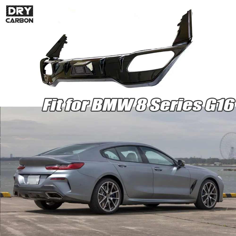 

for BMW 8 Series G16 M Sport Sedan 2021+ Rear Bumper Diffuser Carbon Fiber Rear Splitters Lip Flaps With LED Light