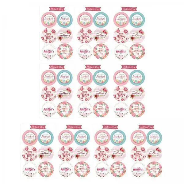 Mother's Day Stickers Round Decorative Seal Labels Coated Paper Craft Stickers for Gift Packaging and Cards
