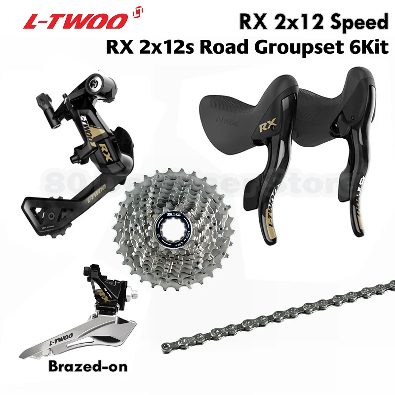 

LTWOO RX 2x12 Speed, 24s Road Groupset 6Kit Carbon Fiber, ZRACE 12s Cassette+Chains+Brake Shifters+R/F 12v Derailleurs Road Bike