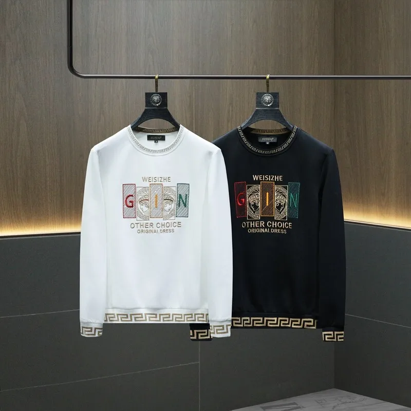 

Мужской модный легкий люксовый свитшот из премиального хлопка с круглым вырезом и вышивкой в городском стиле