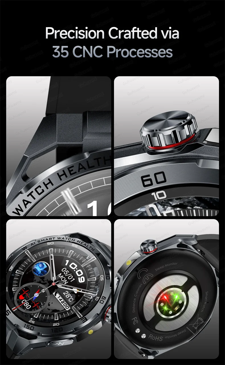ECG Smartwatch für Herren, Bluetooth-Anruf, Fitness-Tracker, Blutdruckmessung, BO2, Schlafüberwachung, Gesundheits-Smartwatch, Sport, für Android und iOS – Detail 7